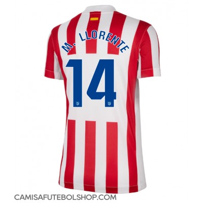 Camisa de time de futebol Atletico Madrid Marcos Llorente #14 Replicas 1º Equipamento Feminina 2025-26 Manga Curta Camisa de time de futebol Atletico Madrid Marcos Llorente #14 Replicas 1º Equipamento Feminina 2025-26 Manga Curta
